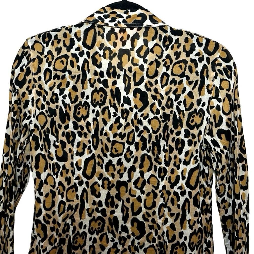 Tory Burch Women’s Leopard Print Button Down Long Sleeve Shirt Size 2 - Picture 5 of 7